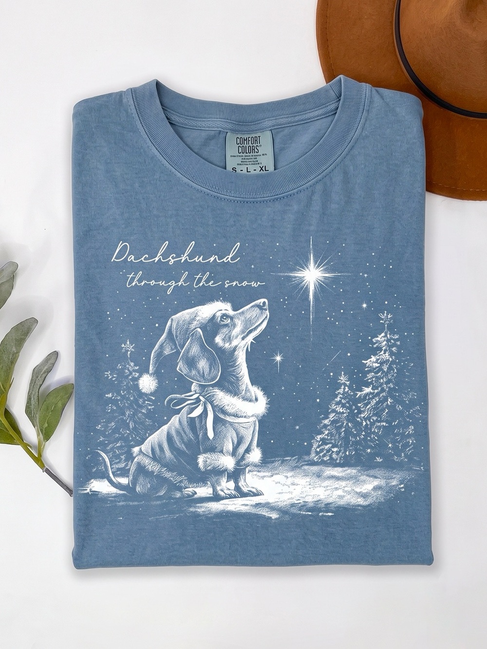 Christmas Dachshund Through The Snow Winter Comfort Colors T-Shirt